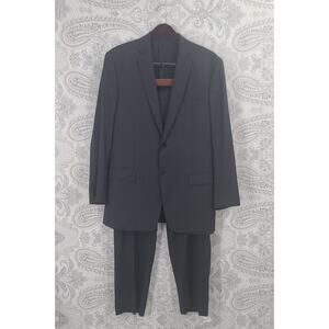 Versace Collection Men black wool pinstripe suit Size 54 Designer Formal Wedding